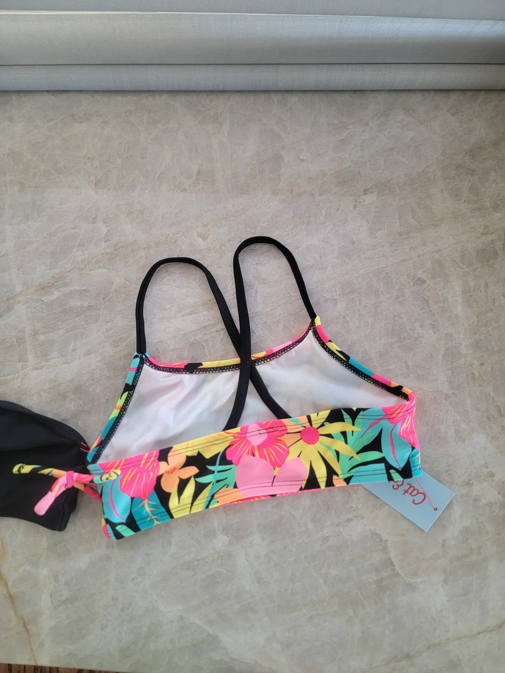 Cat & Jack  Kids Floral Bikini Set - Black, Pink, Yellow, Teal Size S(6/7)